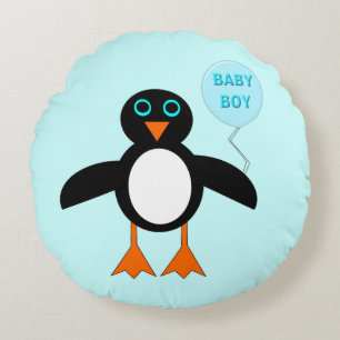 Niedlich Blue Baby Boy Penguin Pillow Rundes Kissen