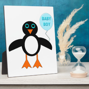 Niedlich Blue Baby Boy Penguin Plaque Fotoplatte