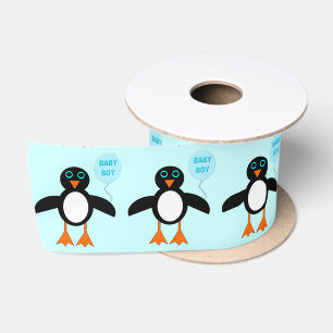 Niedlich Blue Baby Boy Penguin Ribbon Satinband