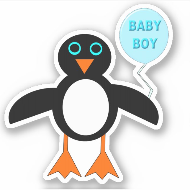 Niedlich Blue Baby Boy Penguin Shaped Aufkleber (Vorderseite)
