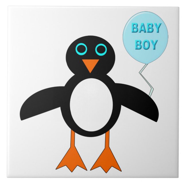 Niedlich Blue Baby Boy Penguin Tile Fliese (Vorderseite)