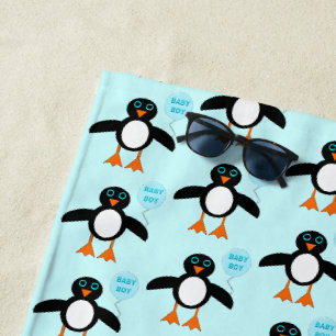 Niedlich Blue Baby Boy Penguinl Beach Handtuch