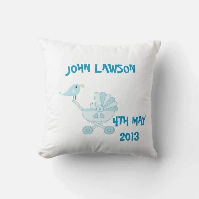 Niedlich Blue Baby Boy Personalisiert Cushion Kissen (Vorderseite)