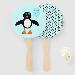 Niedlich Blue Baby Boy Pinguin Hand Fan Fächer