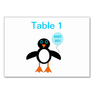 Niedlich Blue Baby Boy Pinguin individuell anpassb Tischnummer
