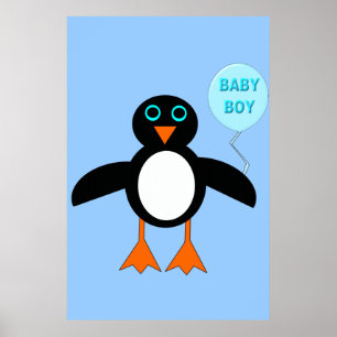 Niedlich Blue Baby Boy Pinguin Poster