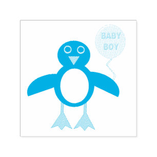 Niedlich Blue Baby Boy Pinguin Selbstfarbene Brief Permastempel