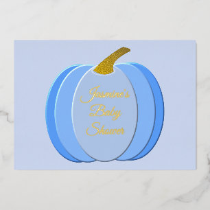 Niedlich Blue Baby Boy Pumpkin Custom Baby Dusche Folieneinladung