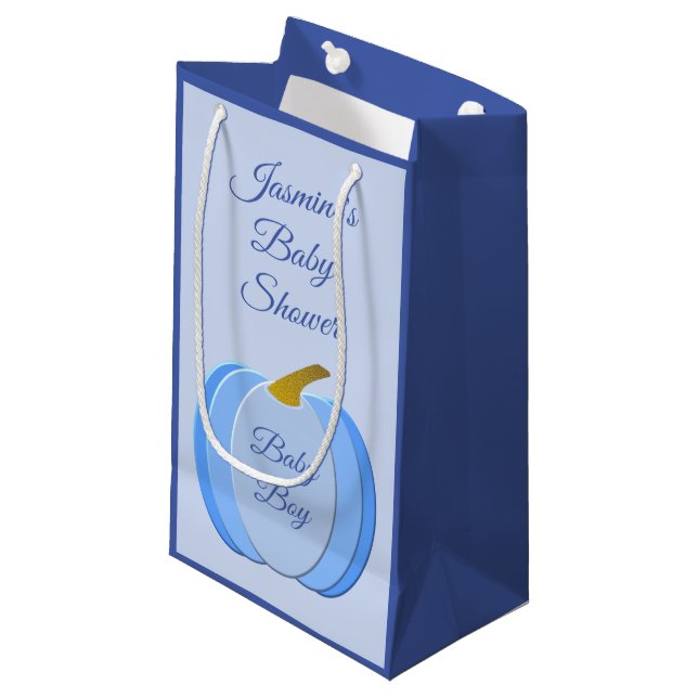 Niedlich Blue Baby Boy Pumpkin Custom Baby Dusche Kleine Geschenktüte (Vorderseite Schrägansicht)