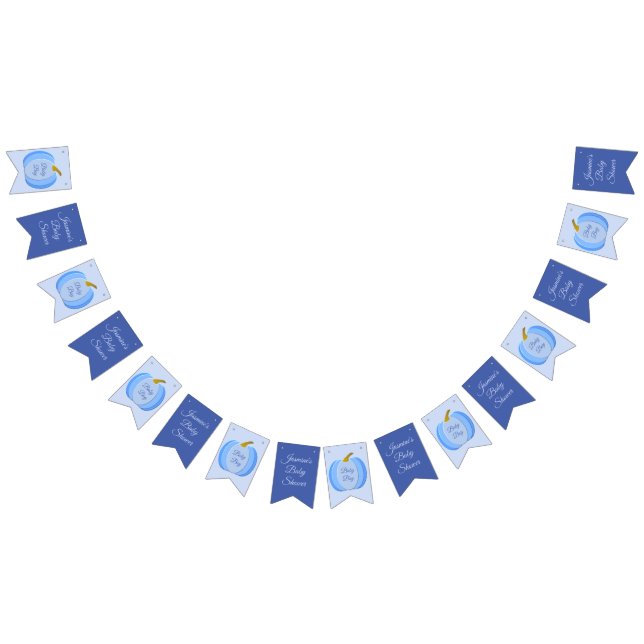 Niedlich Blue Baby Boy Pumpkin Custom Baby Dusche Wimpelkette (Alle)
