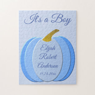 Niedlich Blue Baby Boy Pumpkin Custom Birth