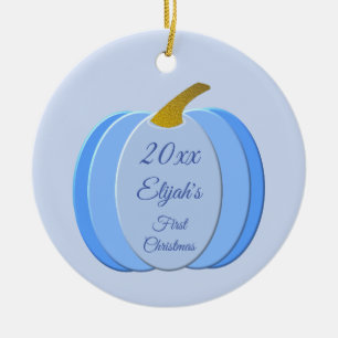 Niedlich Blue Baby Boy Pumpkin Custom First Christ Keramik Ornament