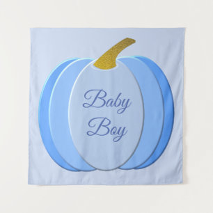 Niedlich Blue Baby Boy Pumpkin Custom Wandteppich