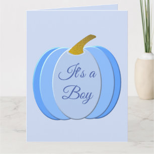 Niedlich Blue Baby Boy Pumpkin Gender Reveal Custo Karte