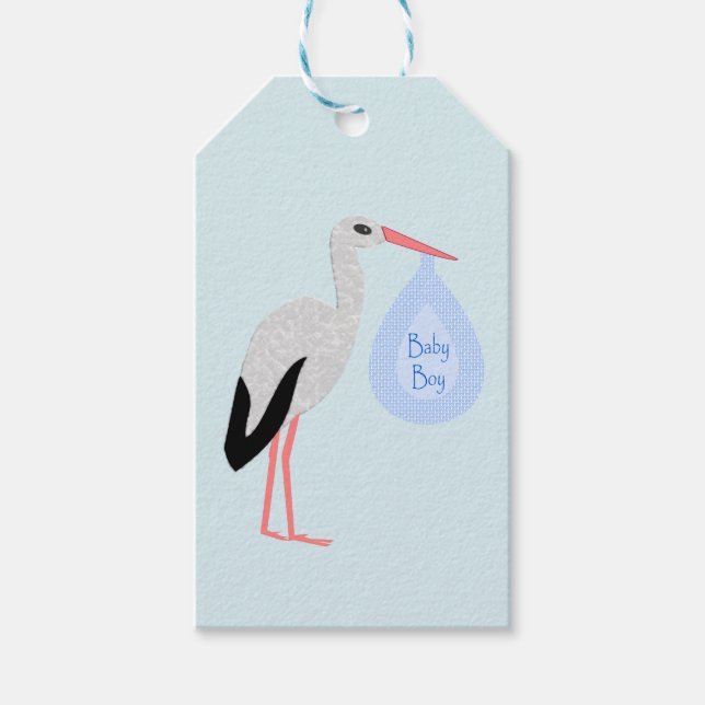 Niedlich Blue Baby Boy Storch Custom Geschenkanhänger (Vorderseite)