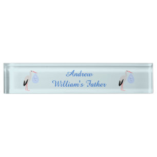 Niedlich Blue Baby Boy Storch Custom Namensplakette