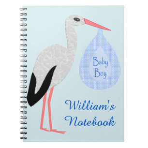 Niedlich Blue Baby Boy Storch Custom Notizblock