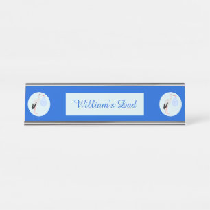 Niedlich Blue Baby Boy Storch Custom Schreibtischnamensplakette