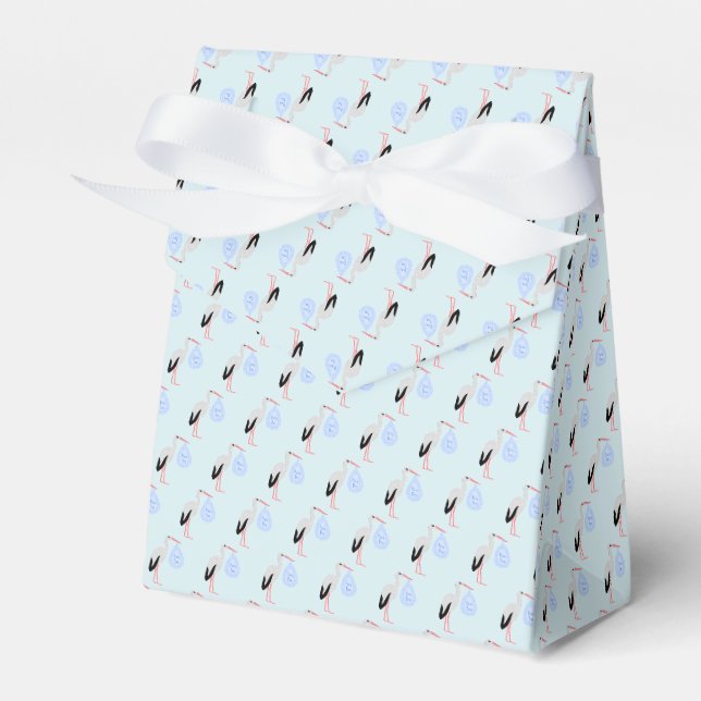 Niedlich Blue Baby Boy Stork Baby Dusche Geschenkschachtel (Vorderseite)