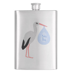 Niedlich Blue Baby Boy Stork Flachmann