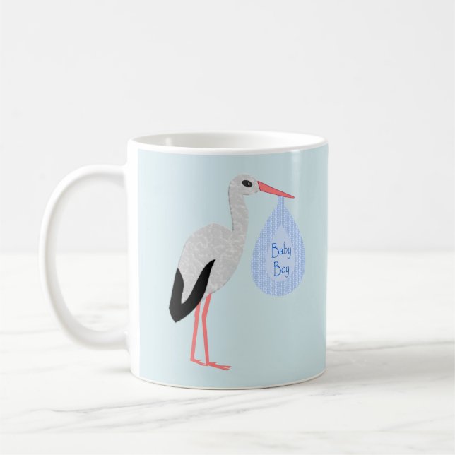 Niedlich Blue Baby Boy Stork Kaffeetasse (Links)