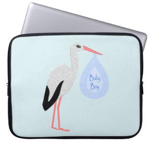 Niedlich Blue Baby Boy Stork Laptopschutzhülle
