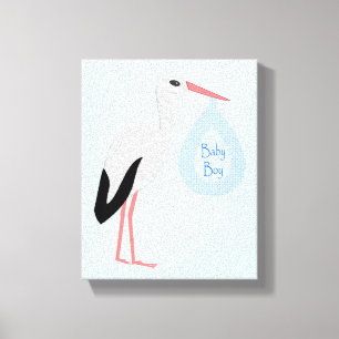 Niedlich Blue Baby Boy Stork Leinwanddruck
