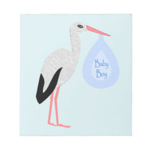 Niedlich Blue Baby Boy Stork Notizblock