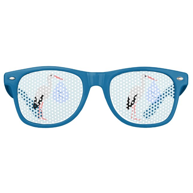 Niedlich Blue Baby Boy Stork Partybrille (Vorderseite)