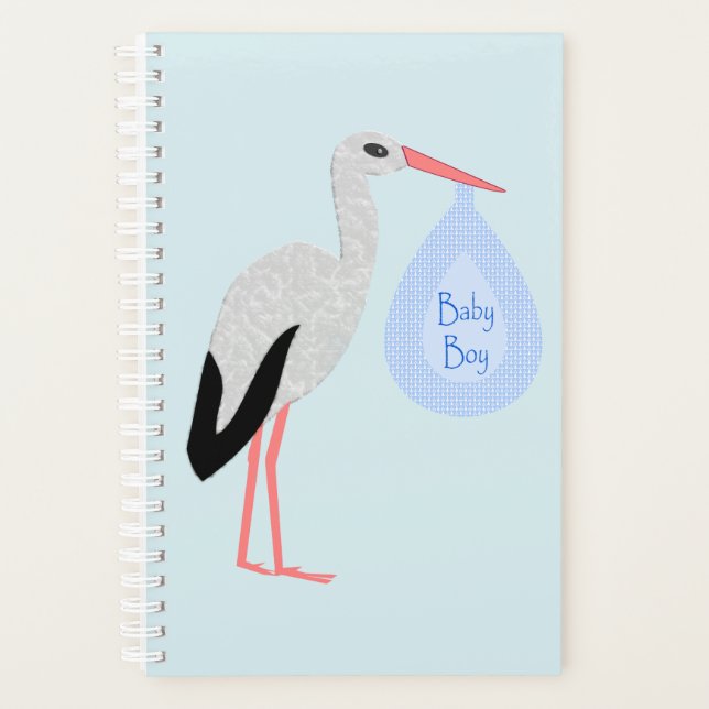 Niedlich Blue Baby Boy Stork Planer (Vorderseite)