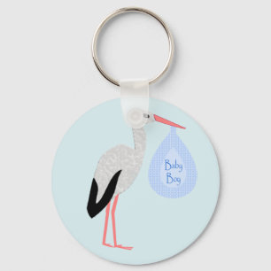 Niedlich Blue Baby Boy Stork Schlüsselanhänger