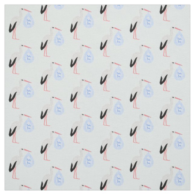 Niedlich Blue Baby Boy Stork Stoff (Muster)