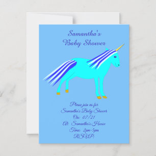 Niedlich Blue Baby Boy Unicorn Baby Dusche Custom  Magneteinladung