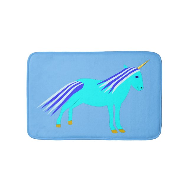 Niedlich Blue Baby Boy Unicorn Badematte (Vorderseite)