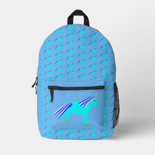 Niedlich Blue Baby Boy Unicorn Bedruckter Rucksack (Vorderseite)
