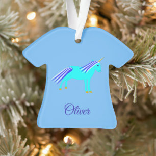 Niedlich Blue Baby Boy Unicorn Custom 1. Weihnacht Ornament