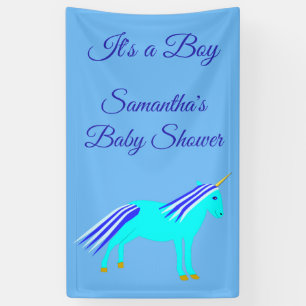 Niedlich Blue Baby Boy Unicorn Custom Baby Shower Banner