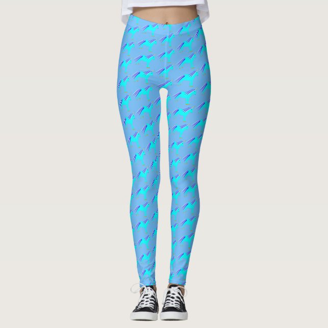 Niedlich Blue Baby Boy Unicorn Gemustert Leggings (Vorderseite)