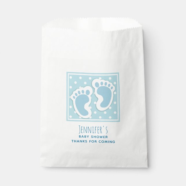 Niedlich Blue Baby Boy's Feet Illustration Baby Sh Geschenktütchen (Vorderseite)