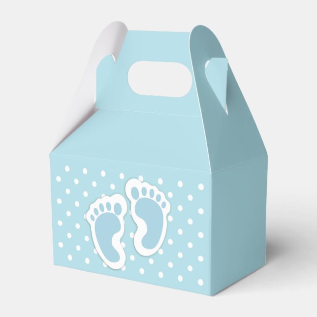 Niedlich Blue Baby Boy's Feet Illustration Geschenkschachtel (Rückseite)