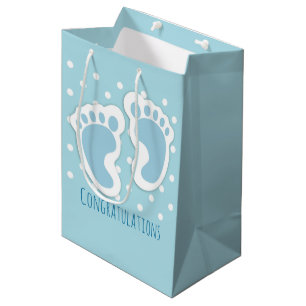 Niedlich Blue Baby Boy's Feet Illustration Mittlere Geschenktüte