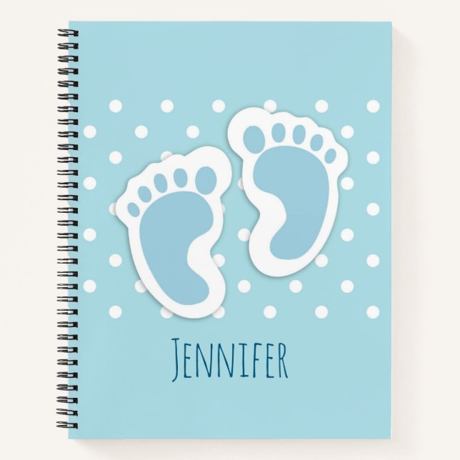 Niedlich Blue Baby Boy's Feet Illustration Notizbuch (Vorderseite)