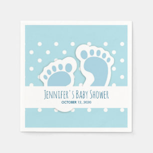 Niedlich Blue Baby Boy's Feet Illustration Serviette