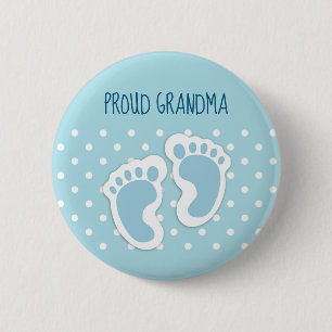 Niedlich Blue Baby Boy's Feet Proud Oma Button