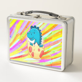 Niedlich Blue Baby Dinosaurier Metall Brotdose