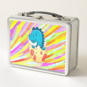 Niedlich Blue Baby Dinosaurier Metall Brotdose