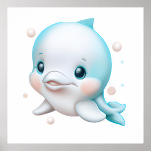 Niedlich Blue Baby Dolphin Poster