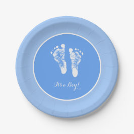 Niedlich Blue Baby Dusche Die Fußabdrücke des jung Pappteller