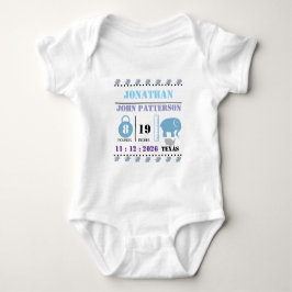 Niedlich Blue Baby Elephant Birth Ankündigung Baby Strampler