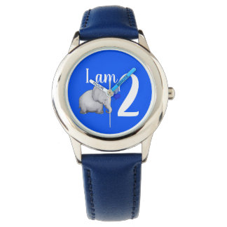 Niedlich Blue Baby Elephant Custom Age 2. Geburtst Armbanduhr